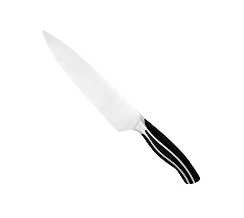 D-D003B- 8PCS ABS Handle Kitchen Knife Set with Wood Block & Built-in Sharpener
